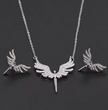 Angel Wings Stainless Steel Necklace Set